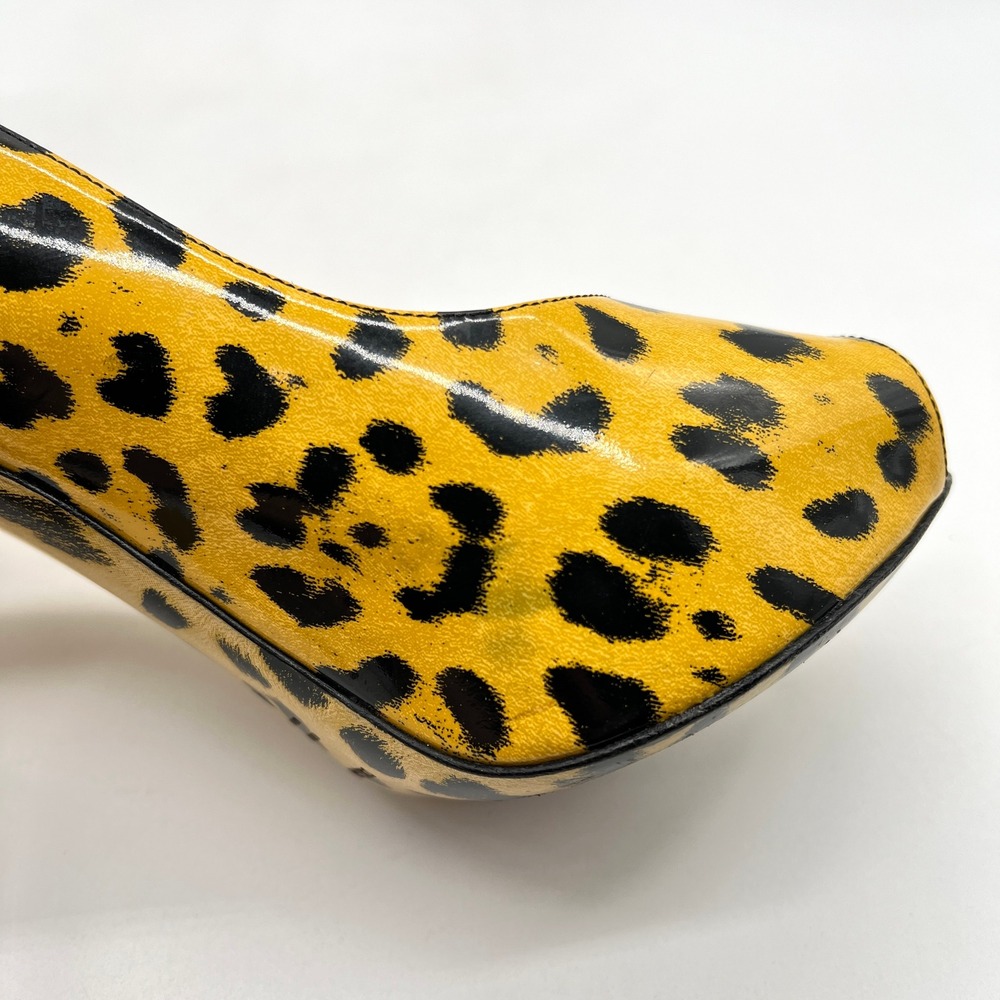 DOLCE & GABBANA Yellow Leopard Peep Toe Platform Pump 9.5 Black Animal Stiletto - Picture 12 of 16
